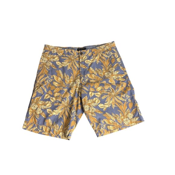 Banana Republic Men's Rio Palm Gray/Gold Flat Front Shorts Size 34 - Picture 1 of 7